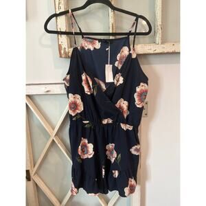 NWT Lydelle size large navy floral ruffled romper